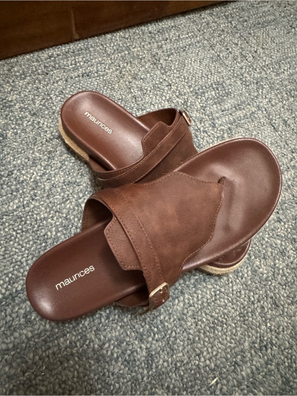 Maurices Brown Suede Slide Sandals with Buckle Accent
